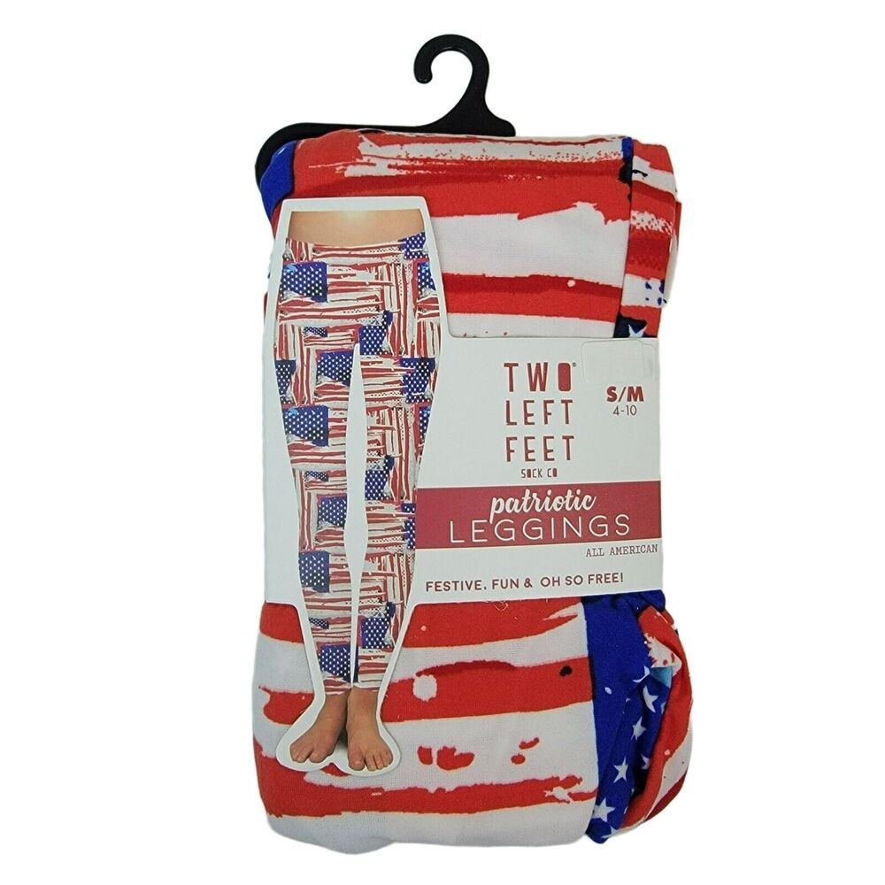 Two Left Feet Patriotic‎ Leggings Womens Sz S M American Flag 4th of July USA